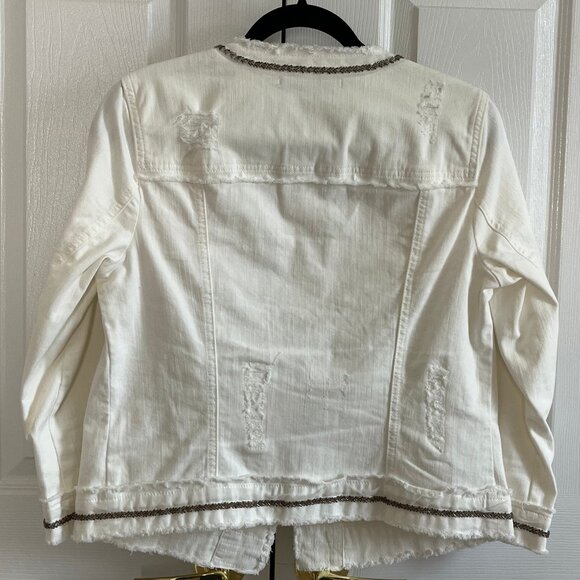 Marc Aurel White Denim Jacket with beaded and gosse detail - size 38 / medium - Picture 7 of 15